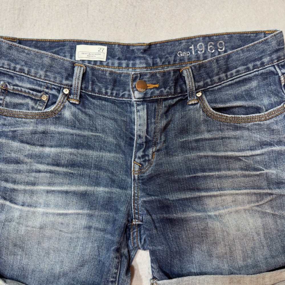 Gap Sexy Boyfriend Shorts Women‎ 27 Blue Excellent Denim Cuffed 1969 351821-00-1